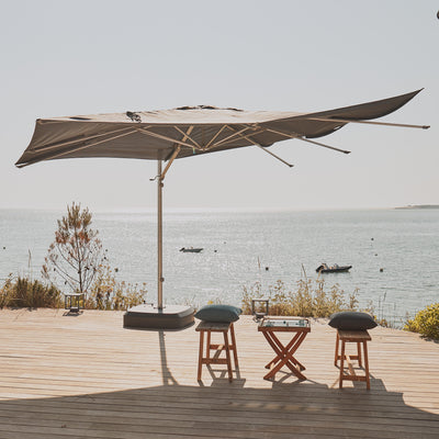 Parasol déporté anti-vent Mistral 3x3m structure gris clair