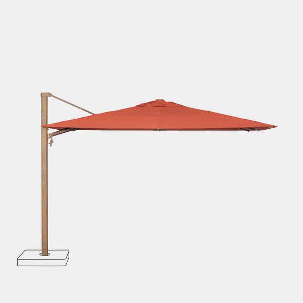 Parasol déporté anti-vent Mistral 3x3m structure effet bois