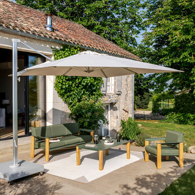Parasol déporté anti-vent Mistral 3x4m structure gris clair