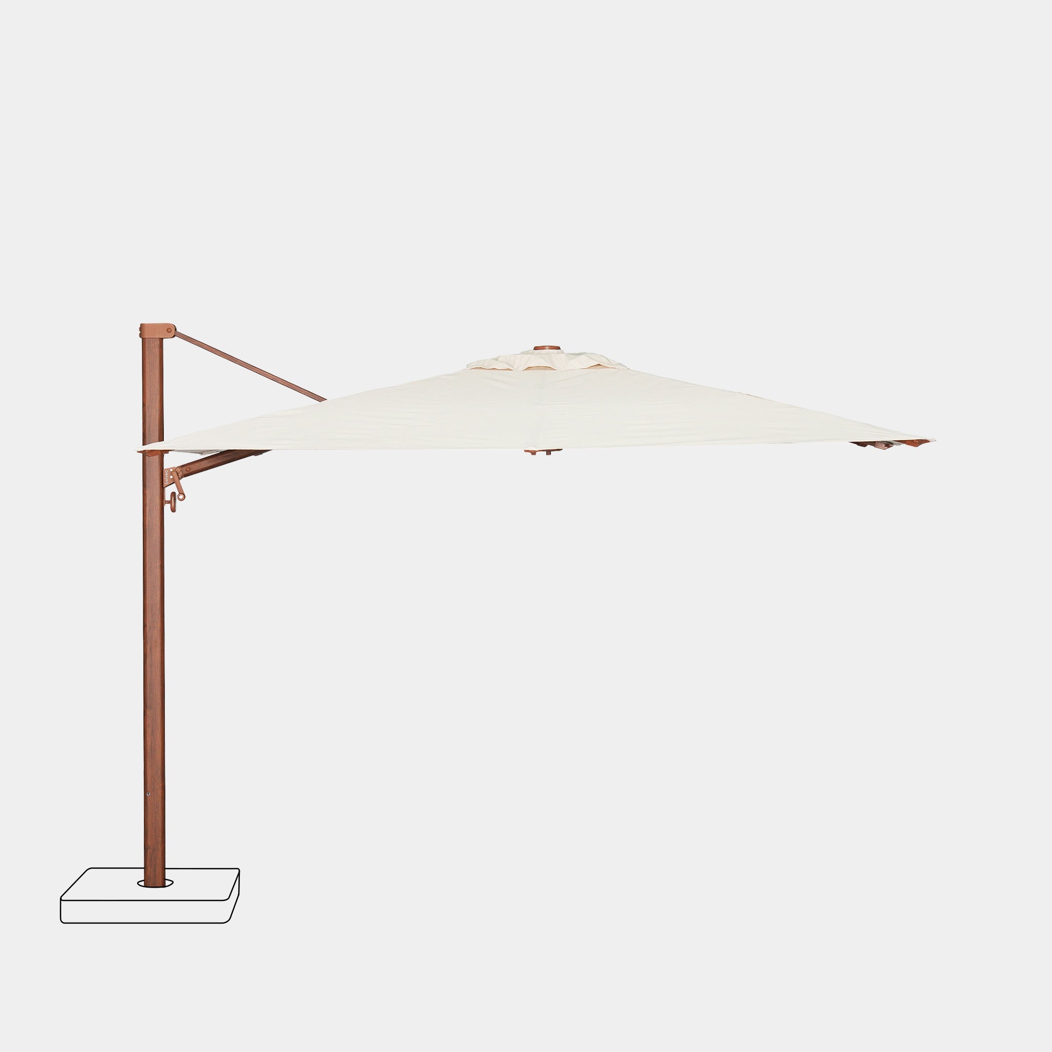 Parasol déporté anti-vent Mistral 3x3m structure effet bois