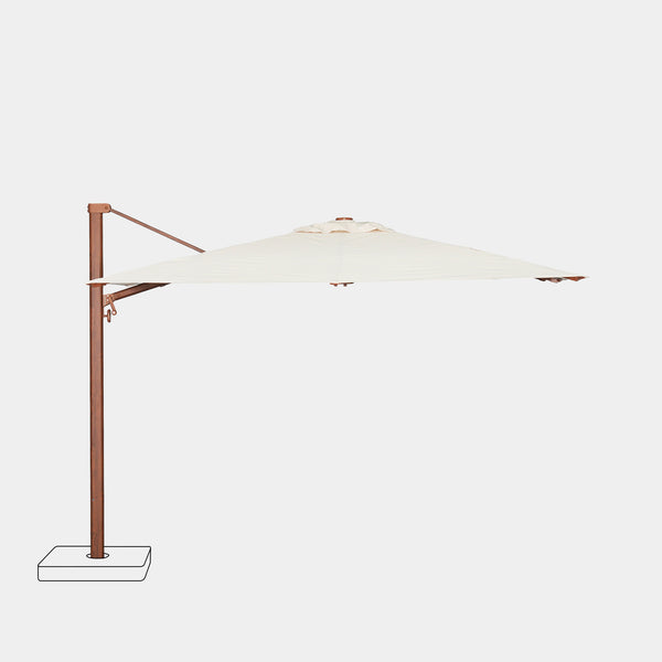 Parasol déporté anti-vent Mistral 3x3m structure effet bois