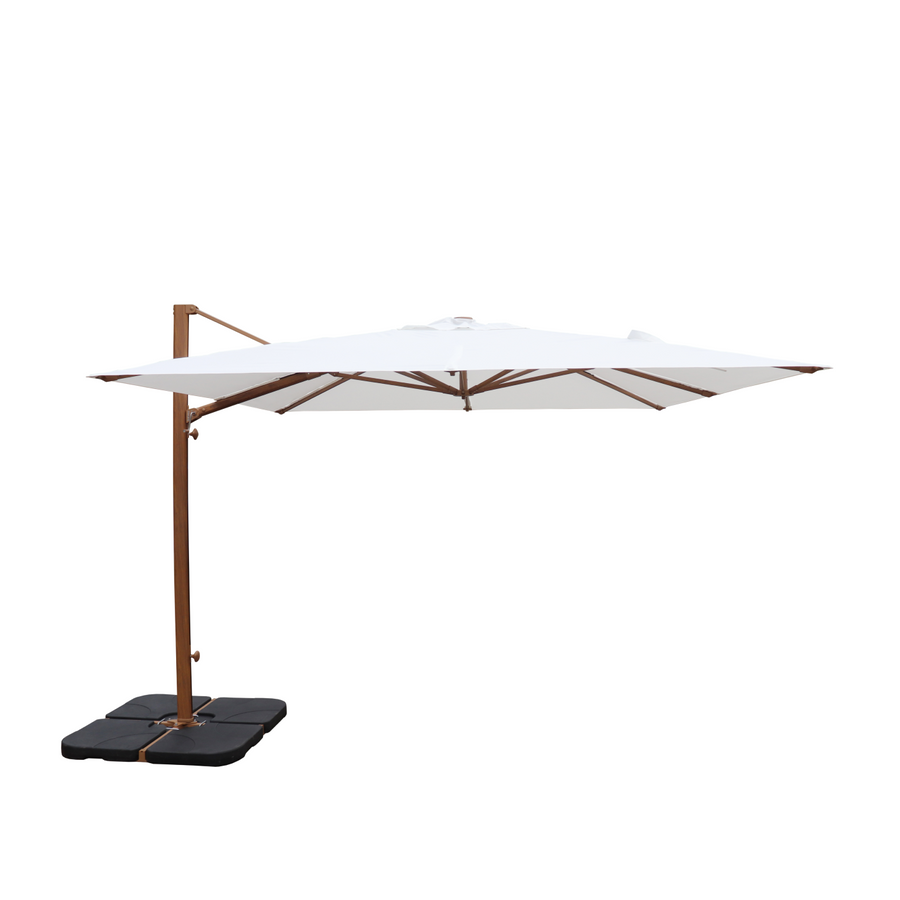 Parasol déporté anti-vent Mistral 3x3m structure effet bois