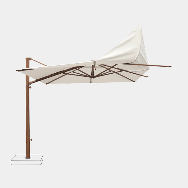 Parasol déporté anti-vent Mistral 3x3m structure effet bois