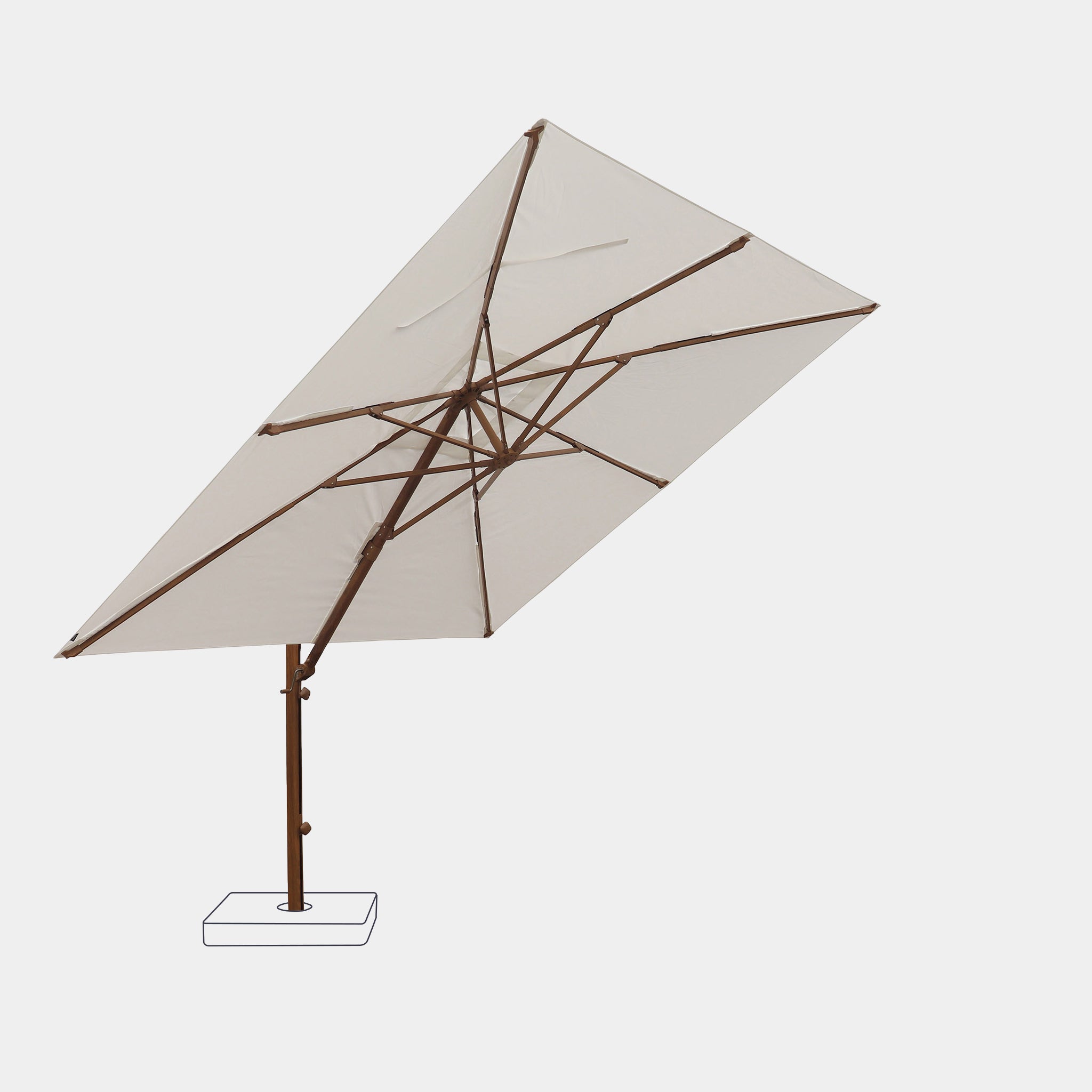 Parasol déporté anti-vent Mistral 3x3m structure effet bois