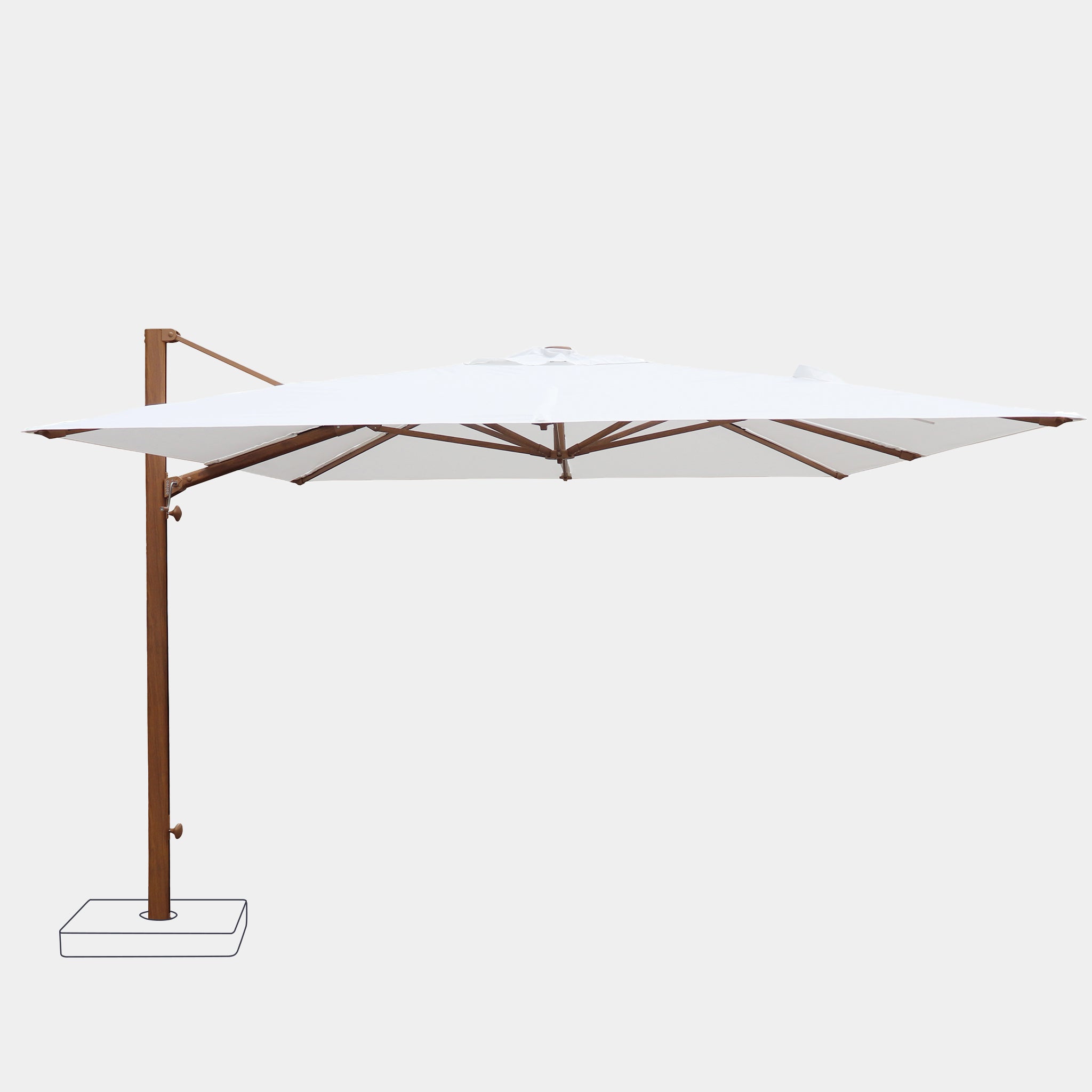 Parasol déporté anti-vent Mistral 3x3m structure effet bois