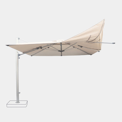 Parasol déporté anti-vent Mistral 3x3m structure gris clair