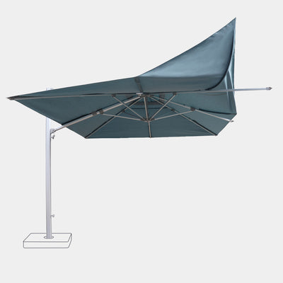 Parasol déporté anti-vent Mistral 3x3m structure gris clair