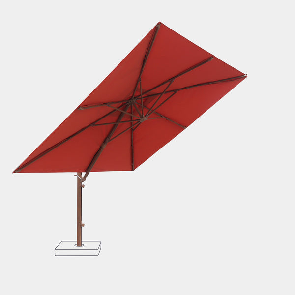 Parasol déporté anti-vent Mistral 3x3m structure effet bois