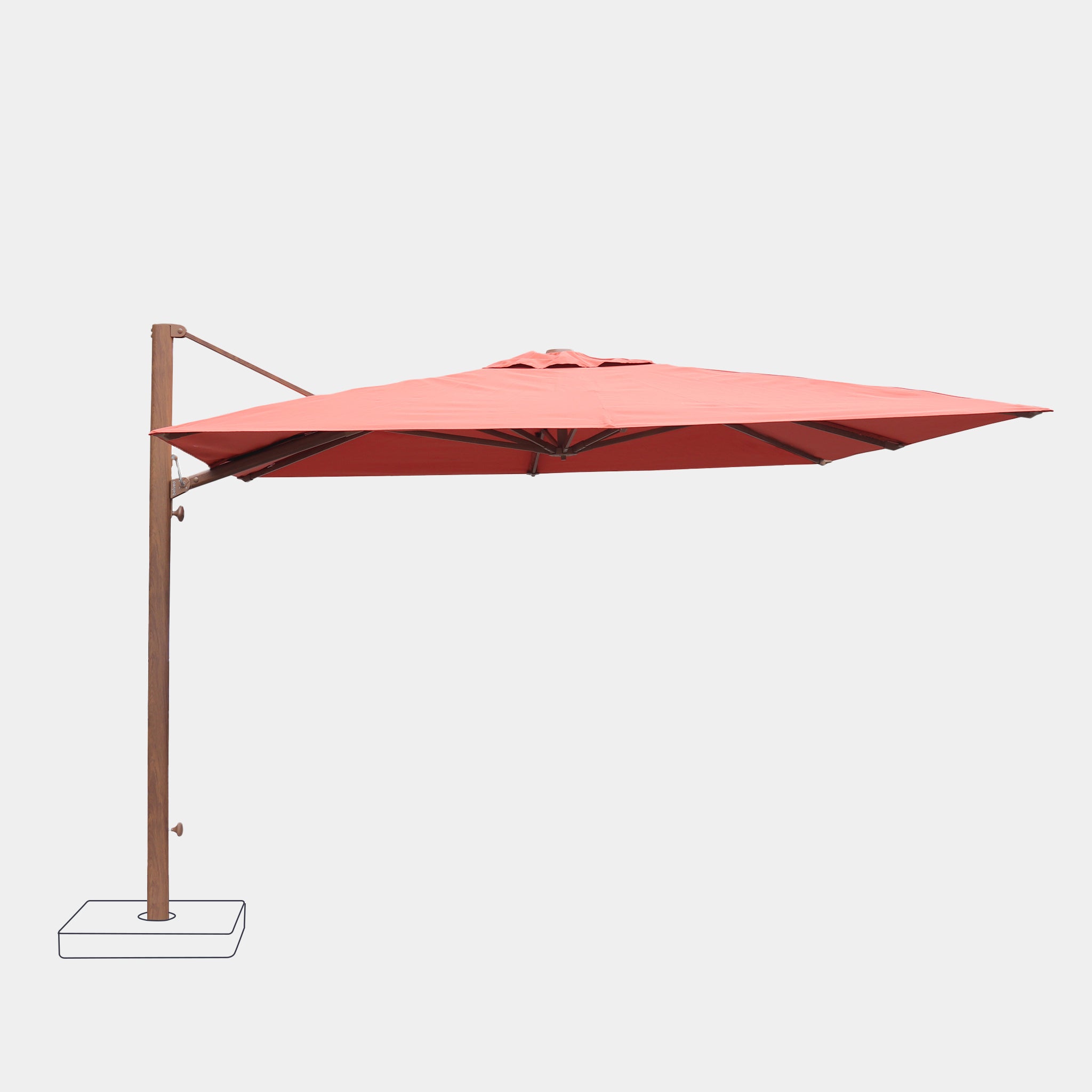 Parasol déporté anti-vent Mistral 3x3m structure effet bois