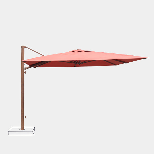 Parasol déporté anti-vent Mistral 3x3m structure effet bois