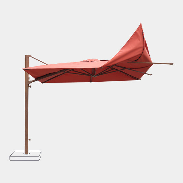 Parasol déporté anti-vent Mistral 3x3m structure effet bois