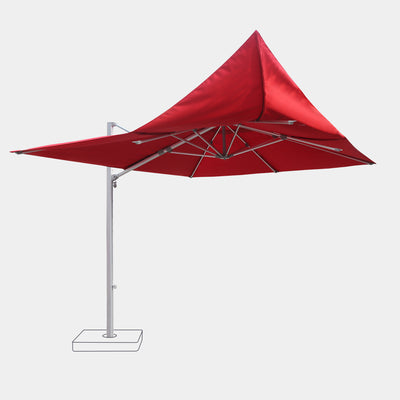 Parasol déporté anti-vent Mistral 3x3m structure gris clair
