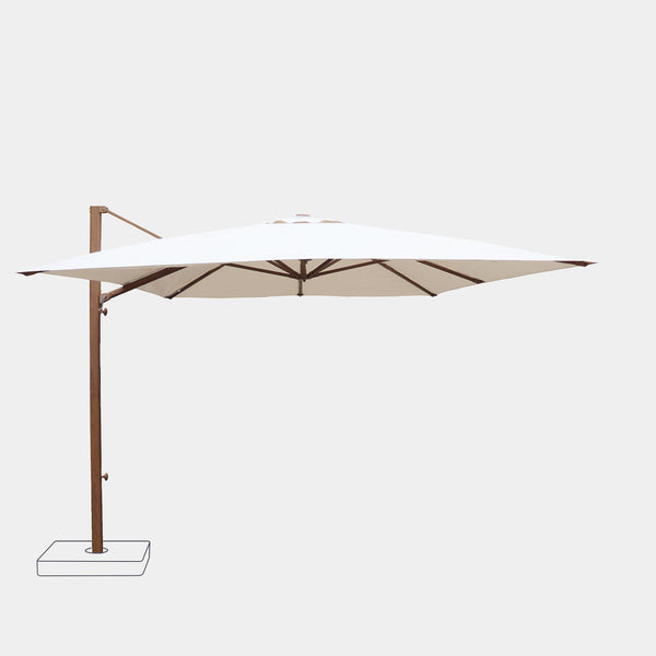 Parasol déporté anti-vent Mistral 3x4m structure effet bois
