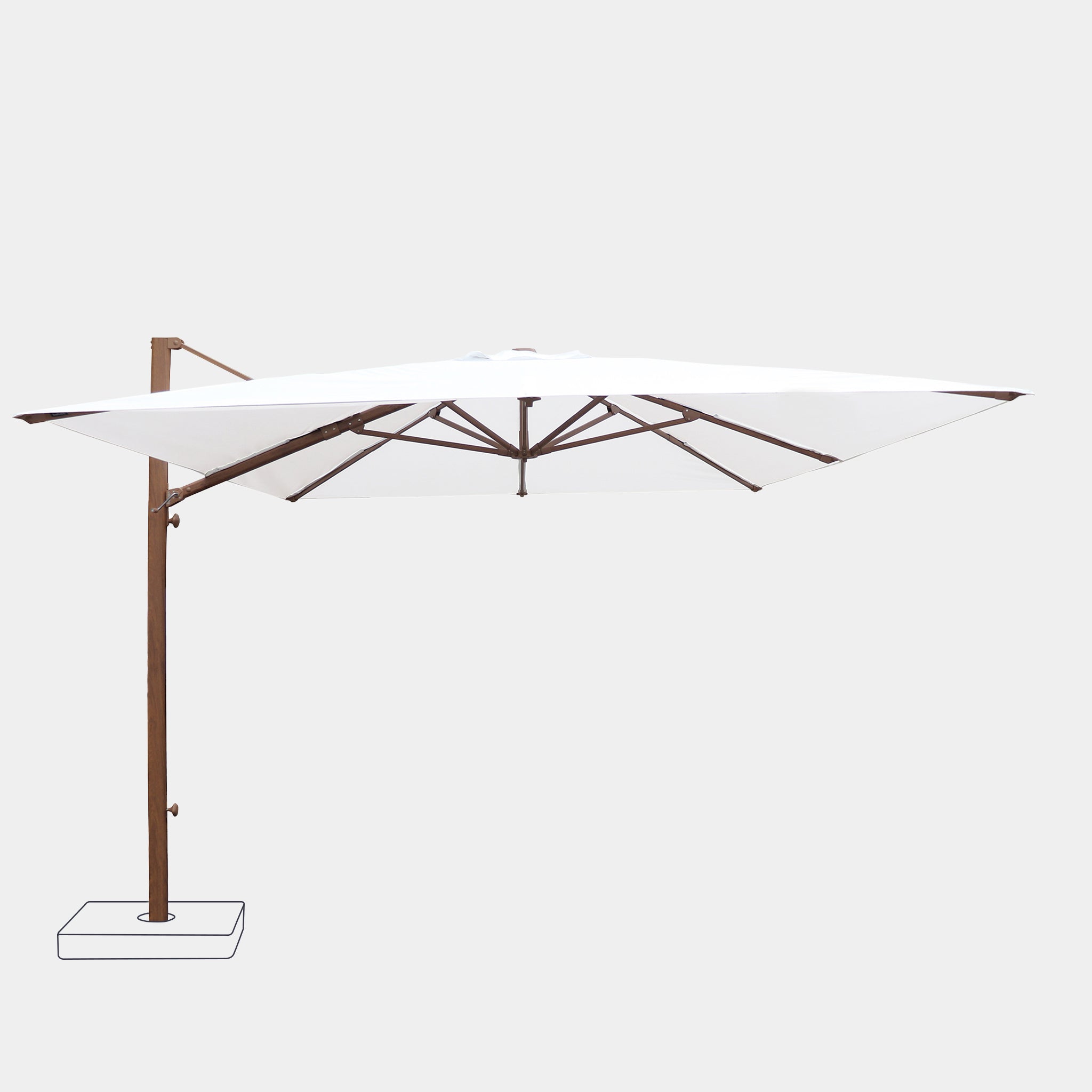 Parasol déporté anti-vent Mistral 3x4m structure effet bois
