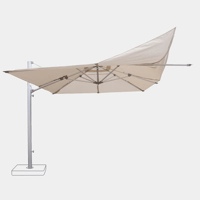 Parasol déporté anti-vent Mistral 3x4m structure gris clair