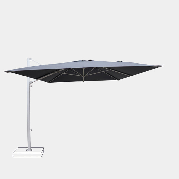 Parasol déporté anti-vent Mistral 3x4m structure gris clair