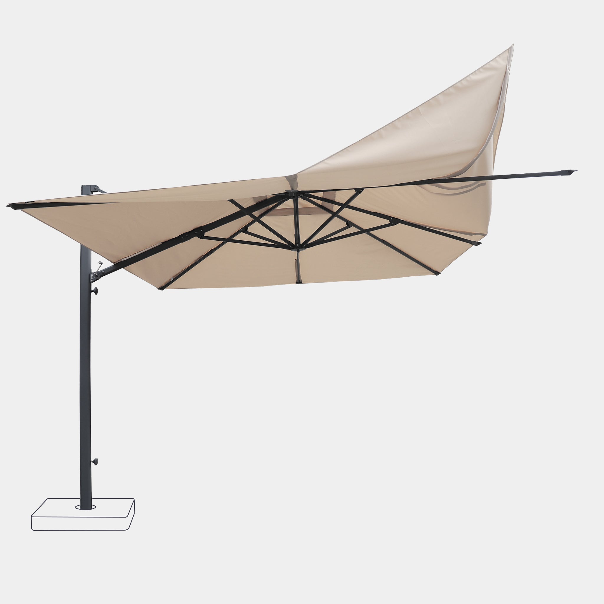 Parasol déporté anti-vent Mistral 3x4m structure gris anthracite