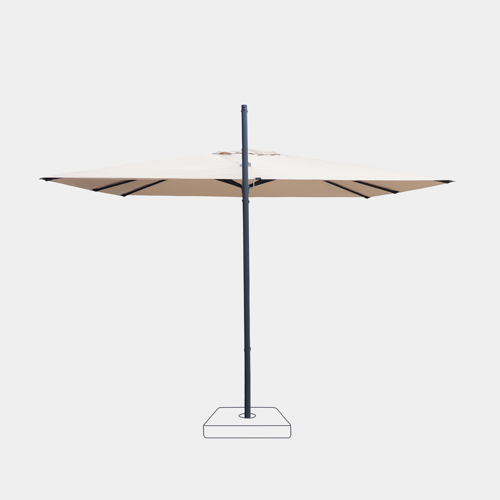 Parasol déporté anti-vent Mistral 3x4m structure gris anthracite