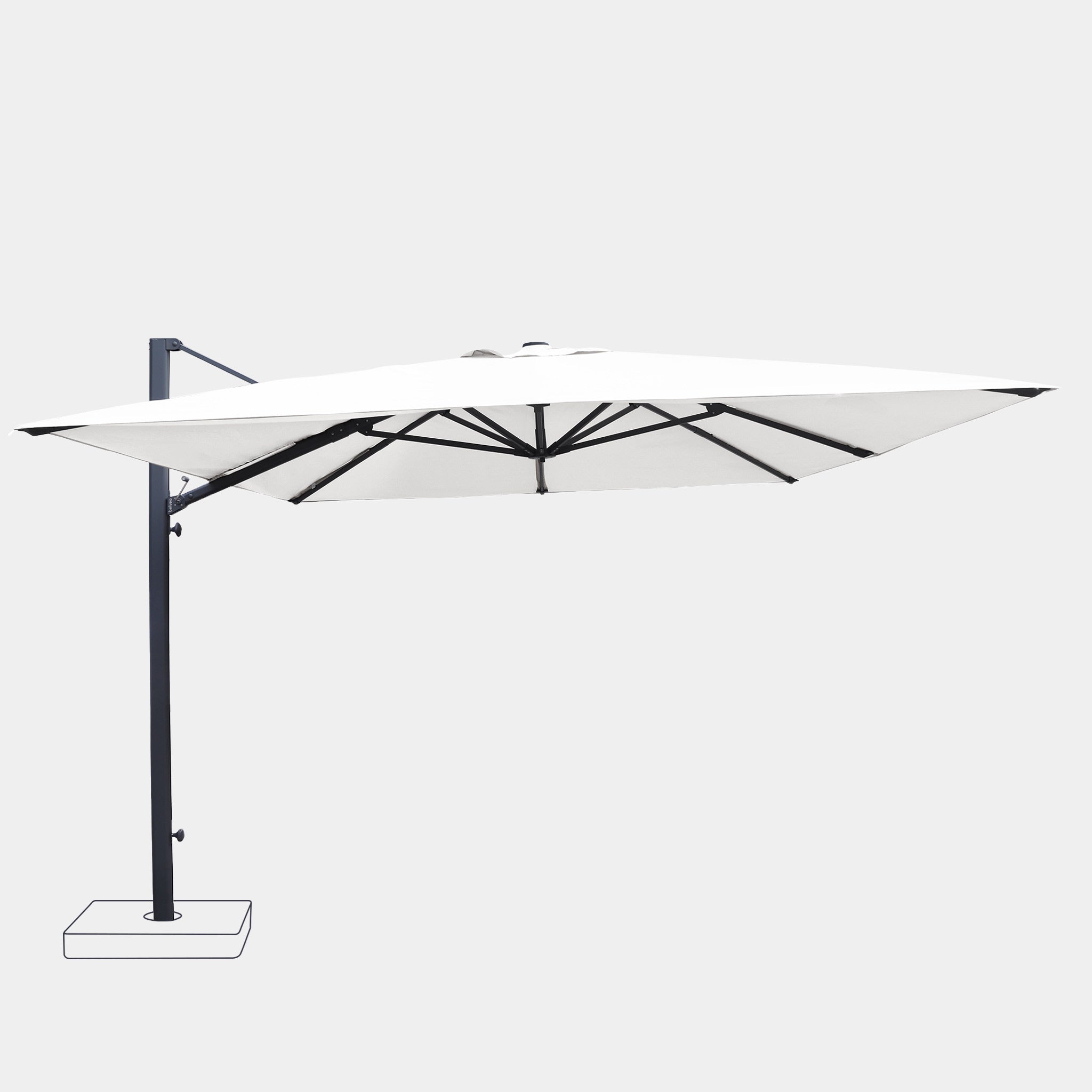 Parasol déporté anti-vent Mistral 3x4m structure gris anthracite