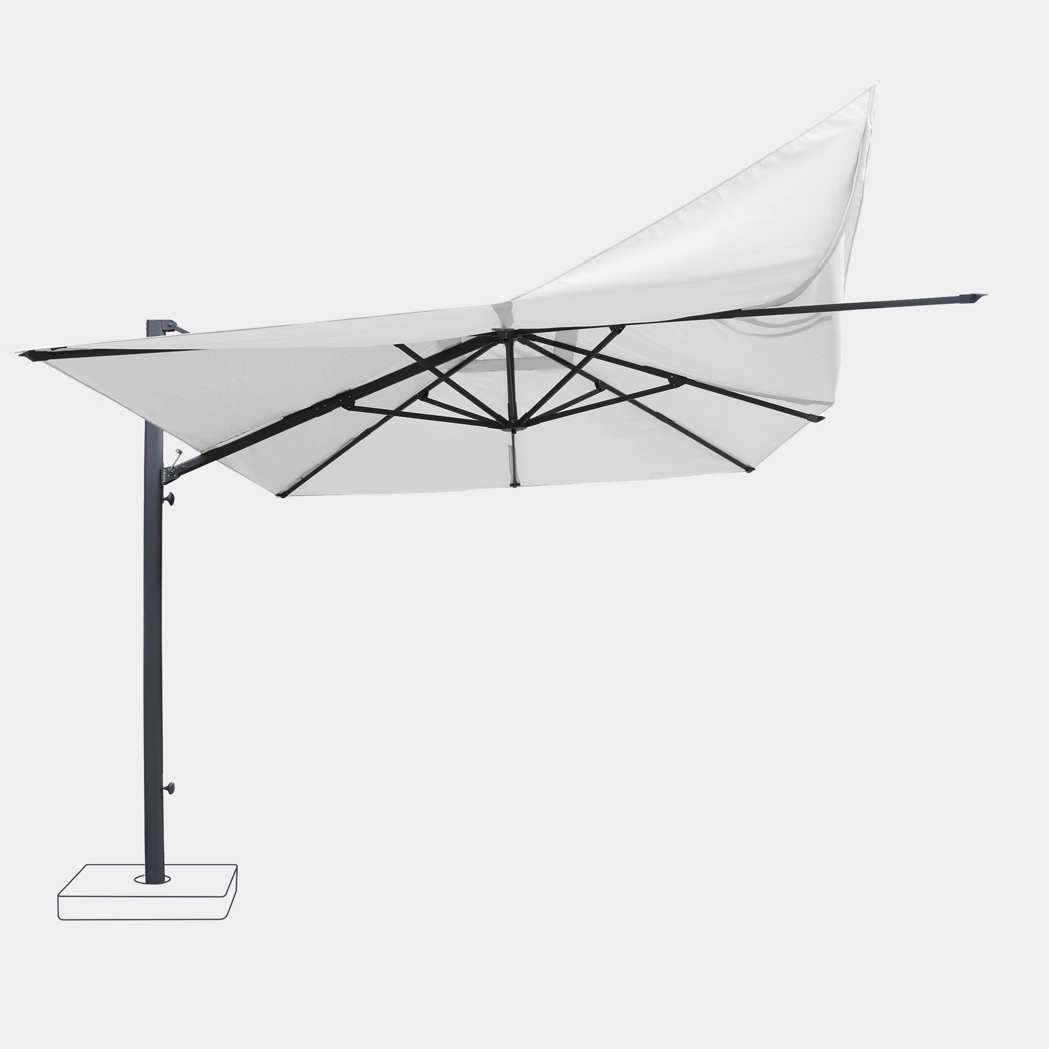 Parasol déporté anti-vent Mistral 3x4m structure gris anthracite