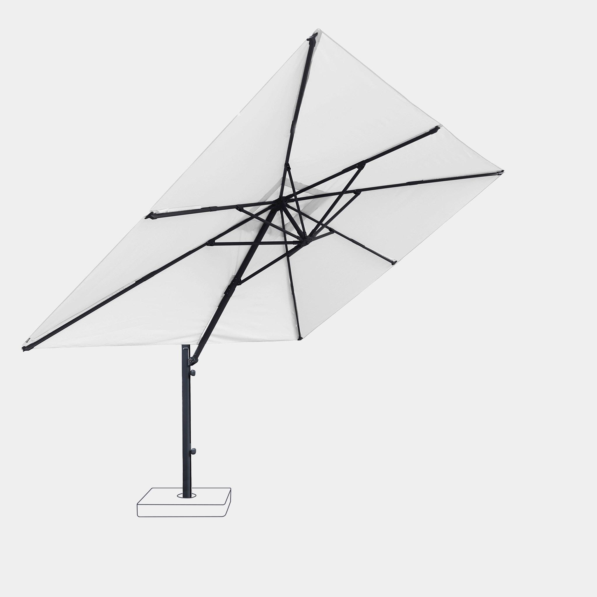 Parasol déporté anti-vent Mistral 3x4m structure gris anthracite