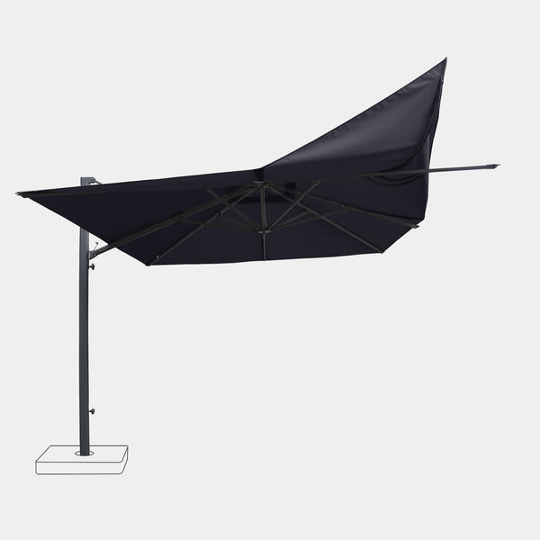 Parasol déporté anti-vent Mistral 3x4m structure gris anthracite