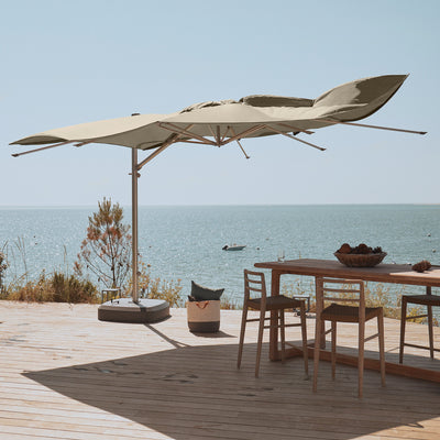 Parasol déporté anti-vent Mistral 3x3m structure gris clair