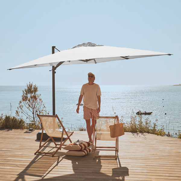 Parasol déporté anti-vent Mistral 3x4m structure gris anthracite