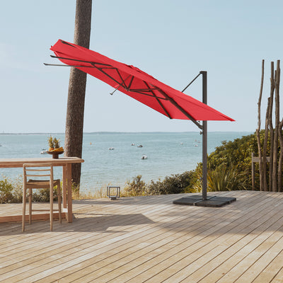 Parasol déporté anti-vent Mistral 3x3m structure gris clair