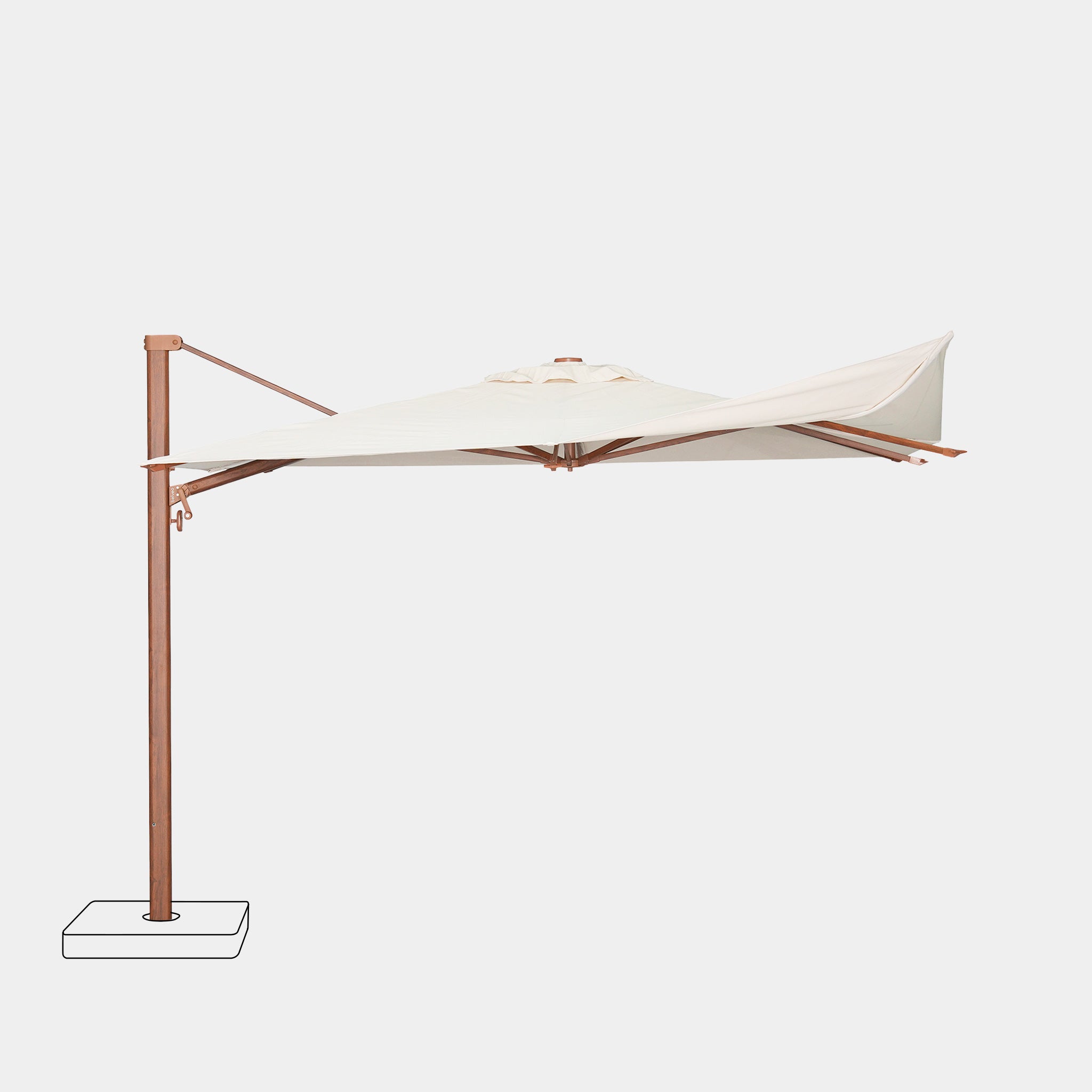 Parasol déporté anti-vent Mistral 3x3m structure effet bois