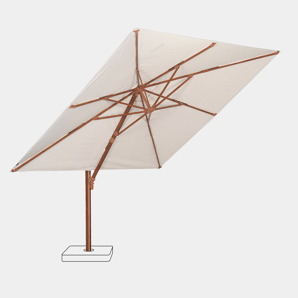 Parasol déporté anti-vent Mistral 3x3m structure effet bois