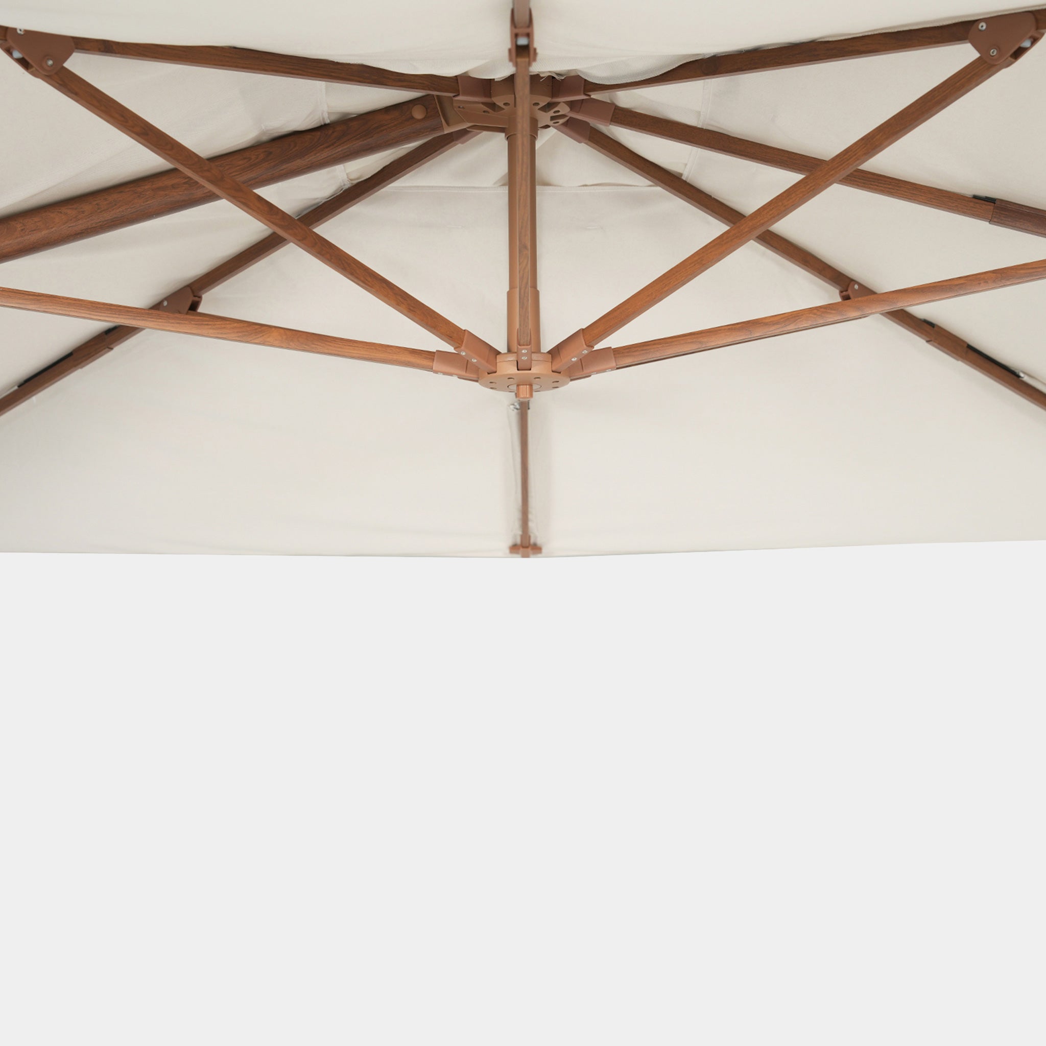 Parasol déporté anti-vent Mistral 3x3m structure effet bois