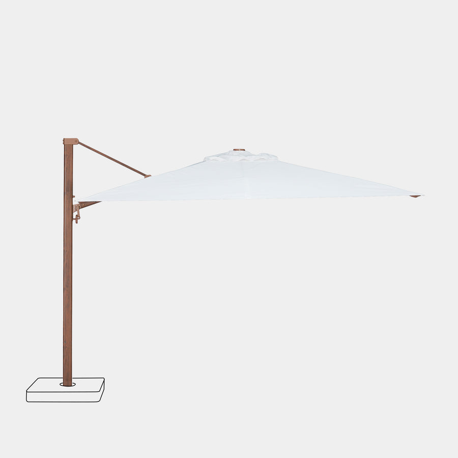 Parasol déporté anti-vent Mistral 3x3m structure effet bois