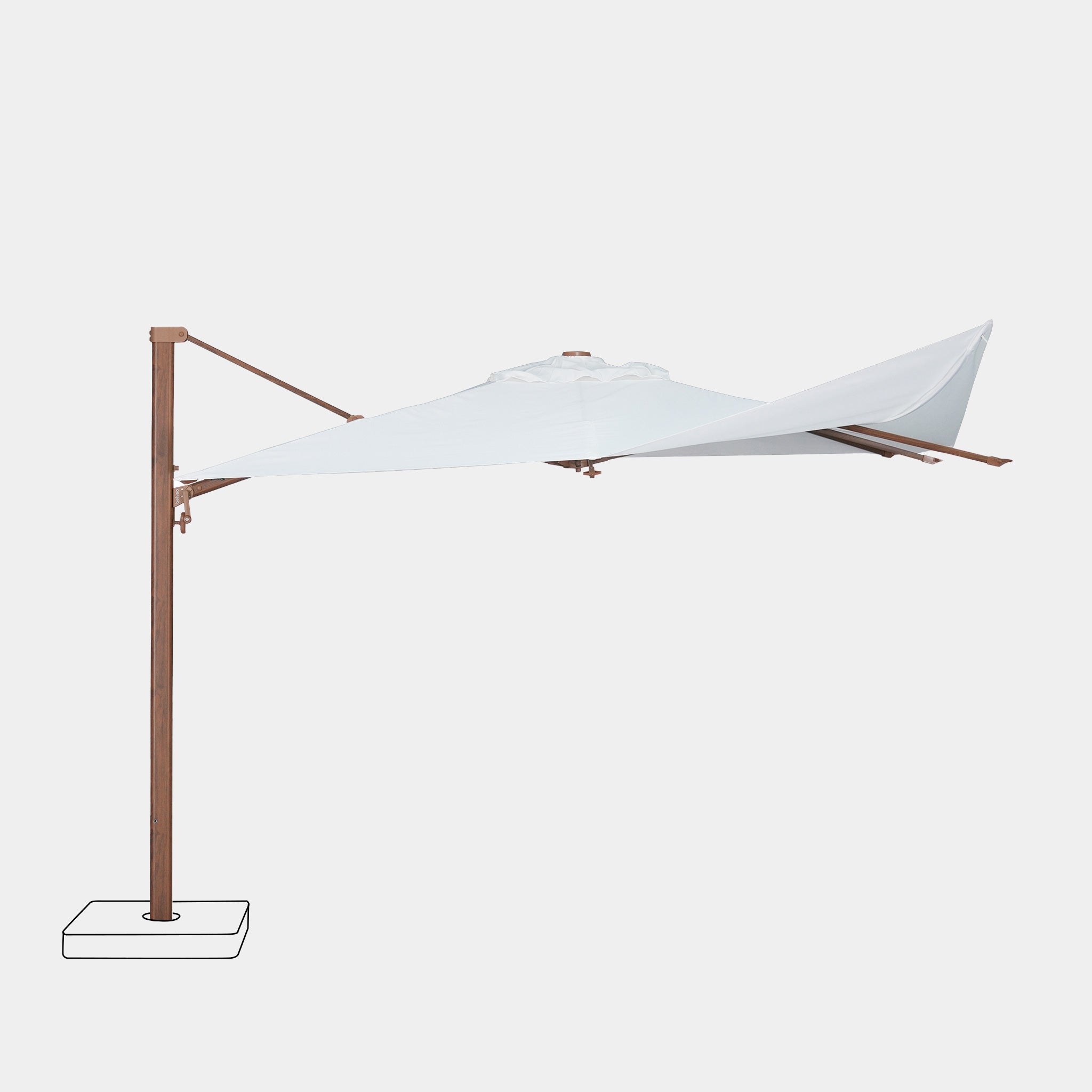 Parasol déporté anti-vent Mistral 3x3m structure effet bois