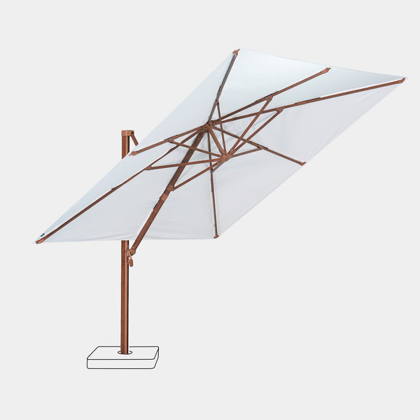 Parasol déporté anti-vent Mistral 3x4m structure effet bois