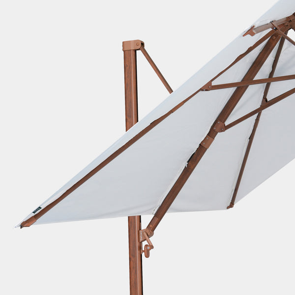 Parasol déporté anti-vent Mistral 3x3m structure effet bois