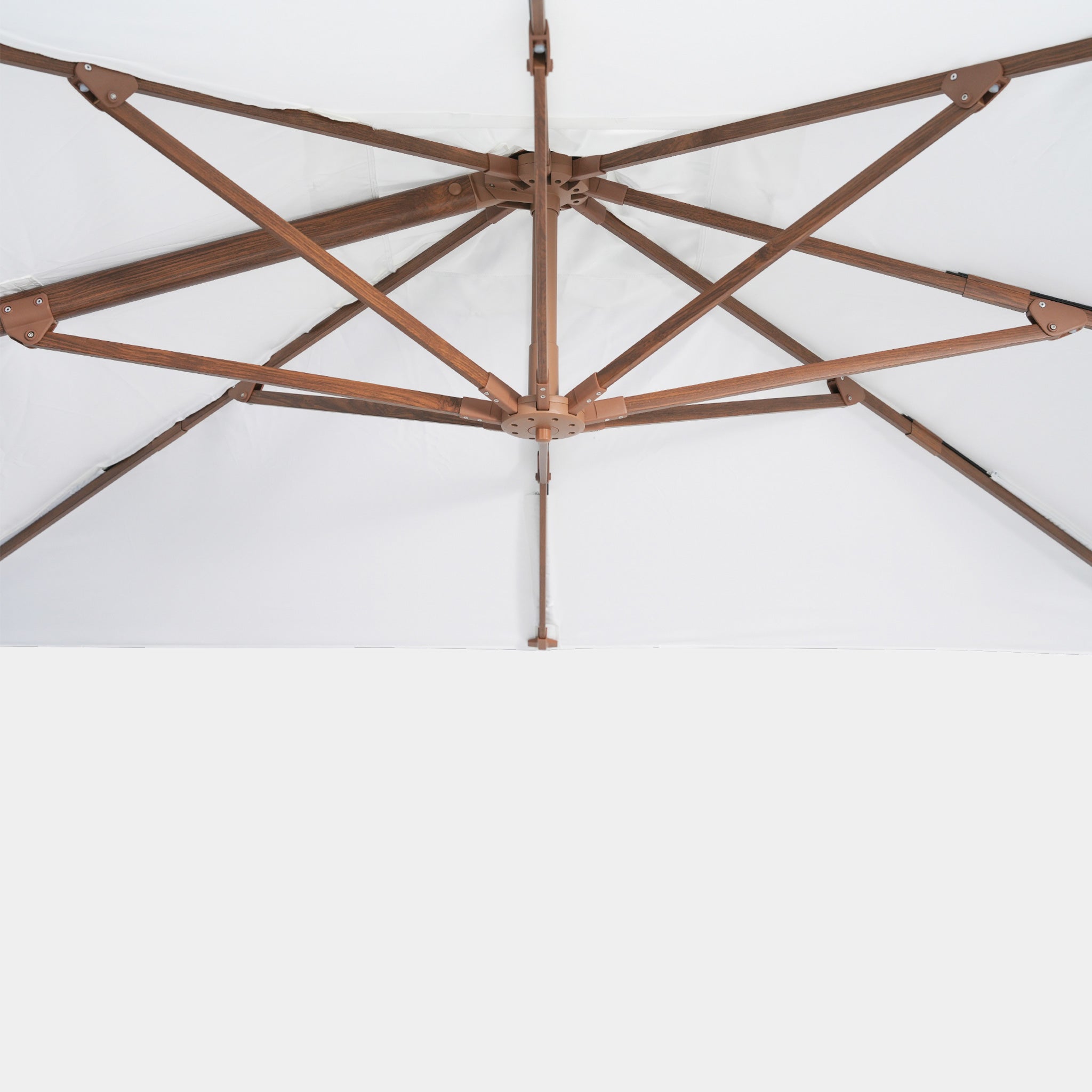 Parasol déporté anti-vent Mistral 3x3m structure effet bois