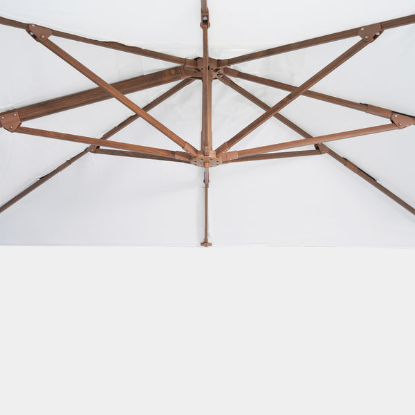 Parasol déporté anti-vent Mistral 3x3m structure effet bois