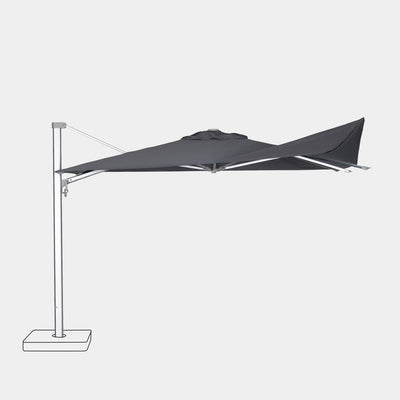 Parasol déporté anti-vent Mistral 3x3m structure gris clair