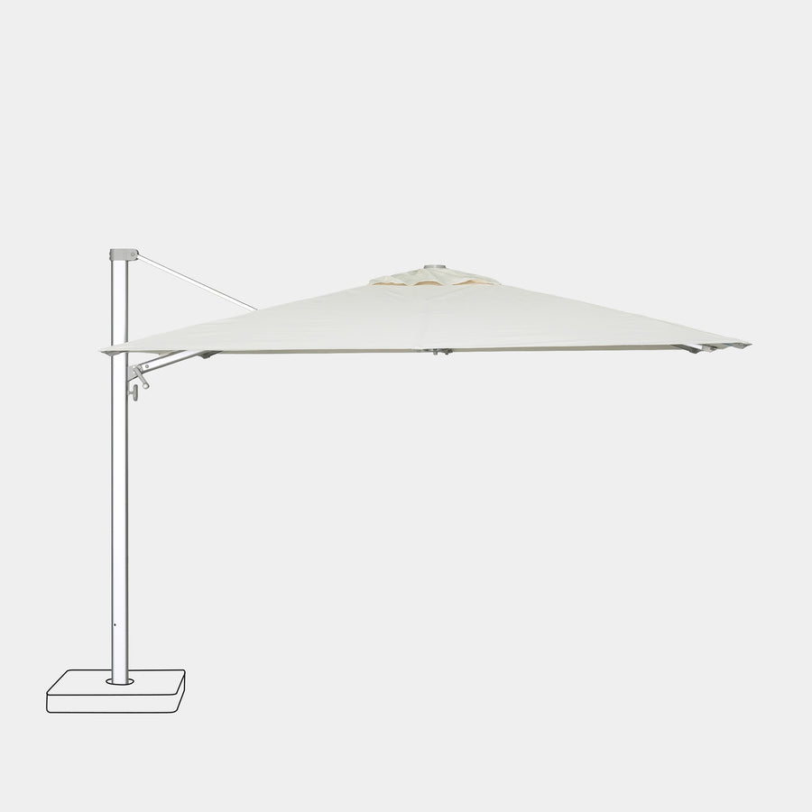 Parasol déporté anti-vent Mistral 3x3m structure gris clair