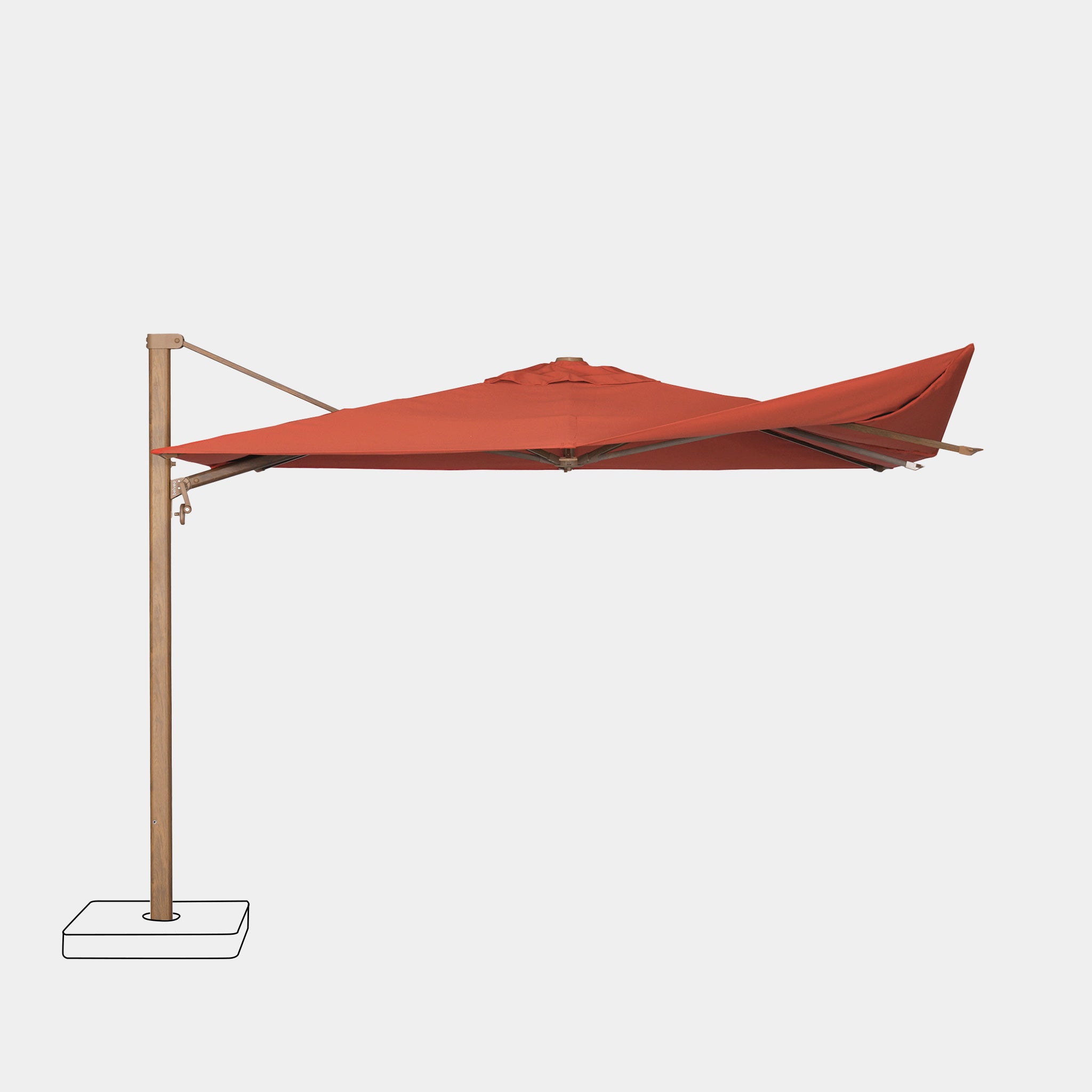 Parasol déporté anti-vent Mistral 3x3m structure effet bois