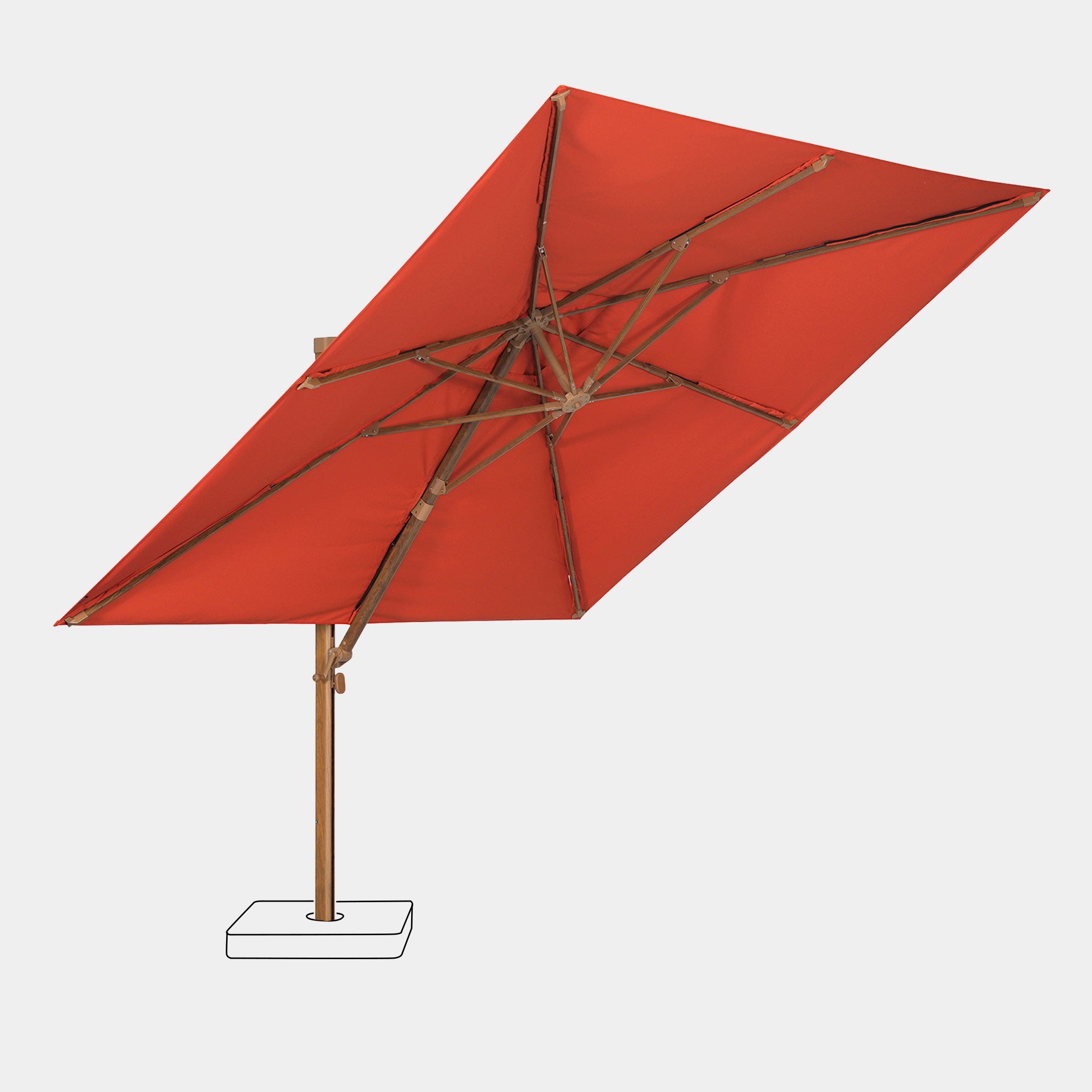 Parasol déporté anti-vent Mistral 3x3m structure effet bois