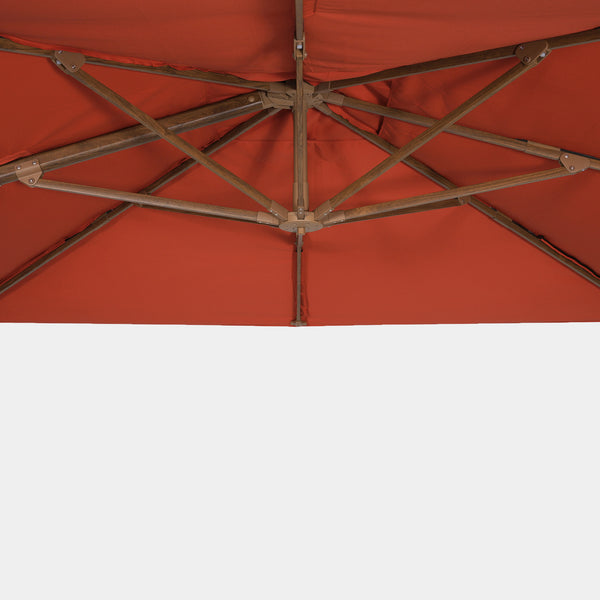 Parasol déporté anti-vent Mistral 3x3m structure effet bois