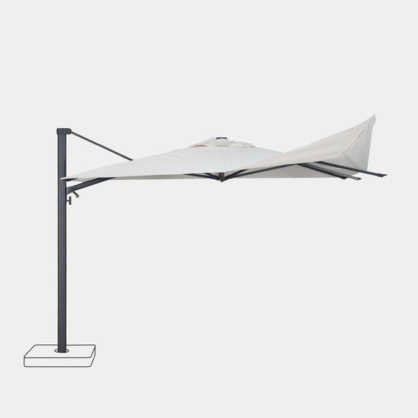 Parasol déporté anti-vent Mistral 3x3m structure gris anthracite