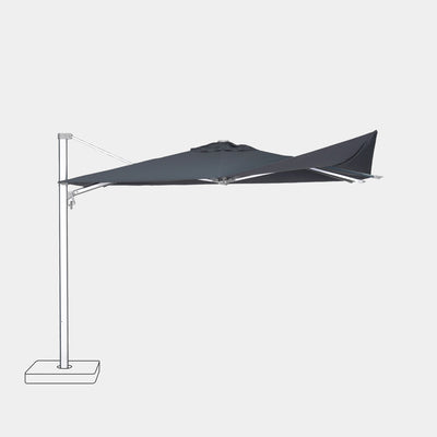 Parasol déporté anti-vent Mistral 3x3m structure gris clair