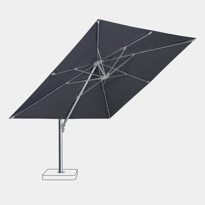 Parasol déporté anti-vent Mistral 3x3m structure gris clair