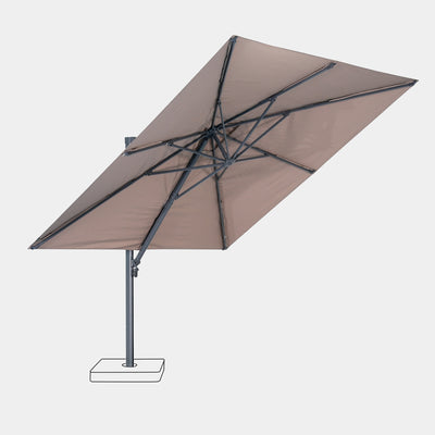 Parasol déporté anti-vent Mistral 3x3m structure gris anthracite