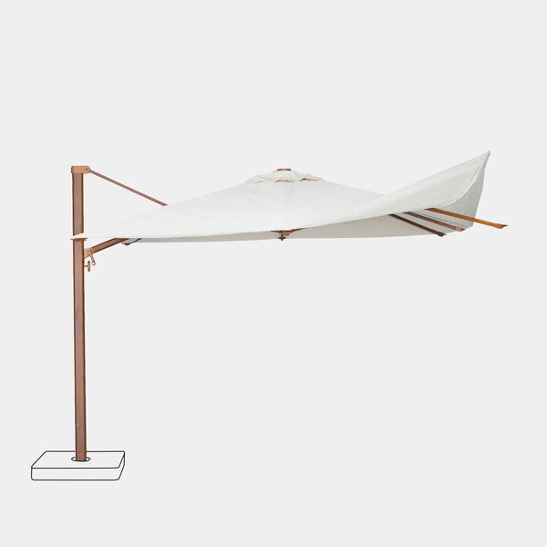 Parasol déporté anti-vent Mistral 3x4m structure effet bois
