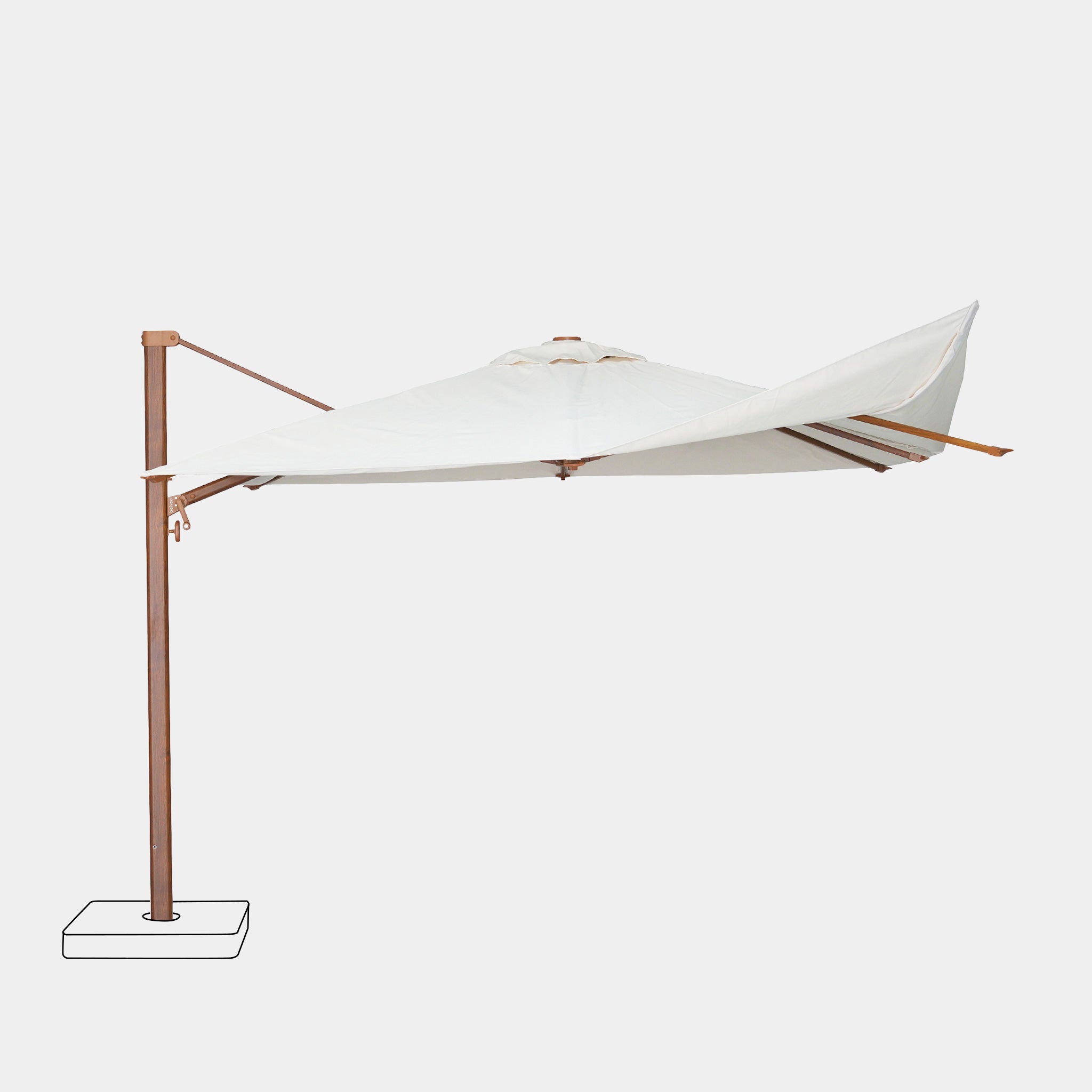 Parasol déporté anti-vent Mistral 3x4m structure effet bois