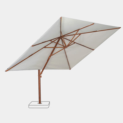Parasol déporté anti-vent Mistral 3x4m structure effet bois